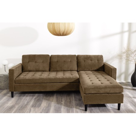 Canapé d'angle STOCKHOLM 220cm cordé marron