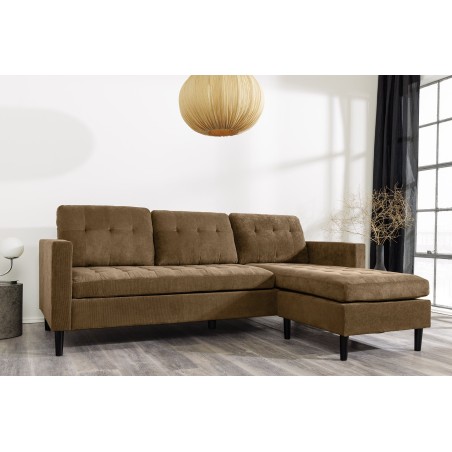 Canapé d'angle STOCKHOLM 220cm cordé marron
