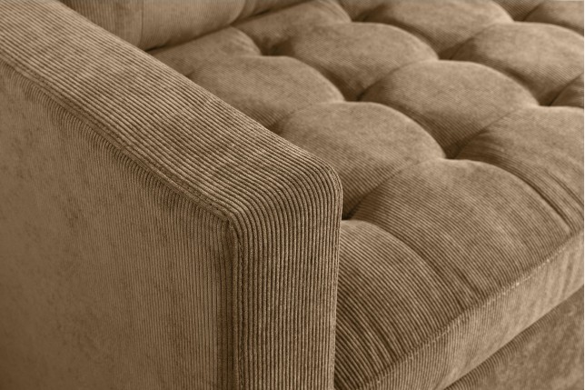 Canapé d'angle STOCKHOLM 220cm cordé marron