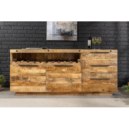 Buffet bas IRON CRAFT 175cm manguier avec range-bouteilles 2