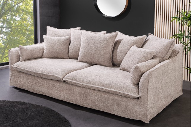 Canapé HEAVEN 3 places bouclé champagne beige 200cm