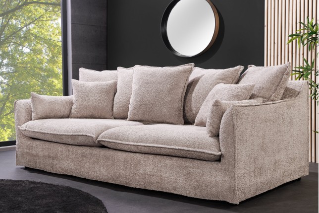 Canapé HEAVEN 3 places bouclé champagne beige 200cm