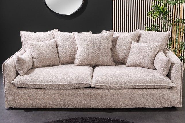 Canapé HEAVEN 3 places bouclé champagne beige 200cm