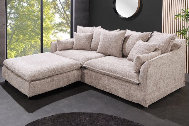 Canapé HEAVEN 3 places bouclé champagne beige 200cm