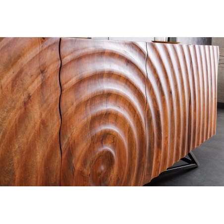 Buffet bas ZEN 180cm - Bois manguier 3D et métal noir