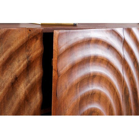 Buffet bas ZEN 180cm - Bois manguier 3D et métal noir