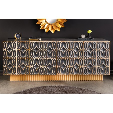 Buffet bas PIAZZA SAN MARCO 180cm manguier bleu-gris doré