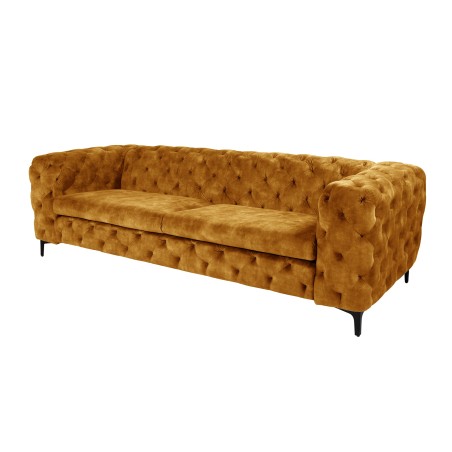 Canapé Chesterfield Modern Barock velours moutarde 3 places
