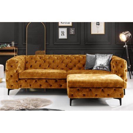 Canapé Chesterfield Modern Barock velours moutarde 3 places