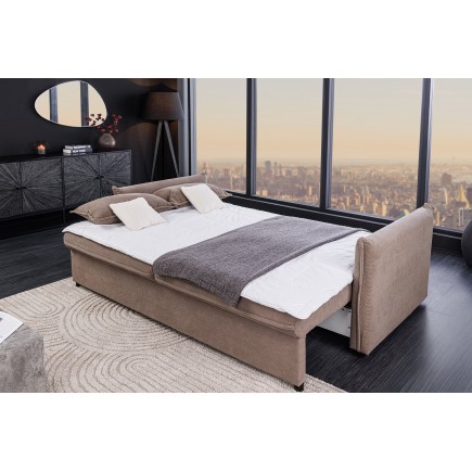 Canapé-lit APARTMENT 215cm 3 places en tissu cordon taupe avec coffre de rangement 2