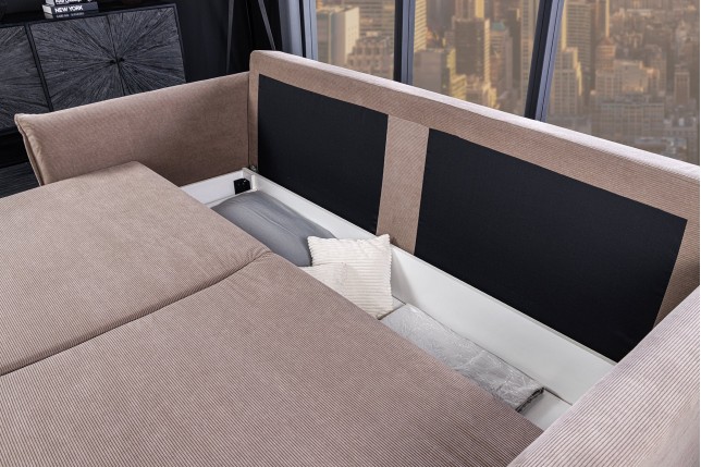 Canapé-lit APARTMENT 215cm taupe avec coffre - 3 places