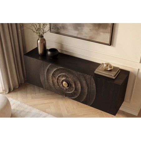 Buffet bas GOLDEN SUNSET 180cm manguier noir et doré