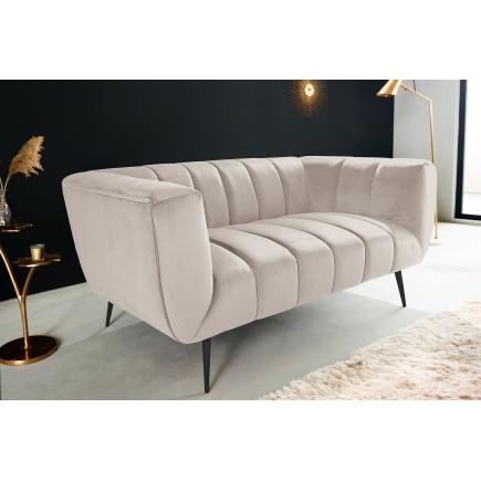 Canapé NOBLESSE 2 places velours champagne pieds noirs