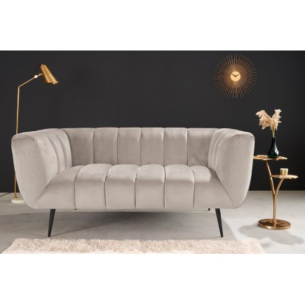 Canapé NOBLESSE 2 places velours champagne pieds noirs 2