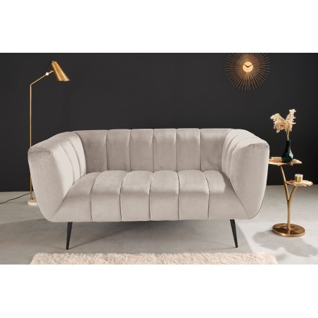 Canapé NOBLESSE 2 places velours champagne pieds noirs