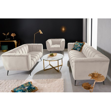 Canapé NOBLESSE 2 places velours champagne pieds noirs