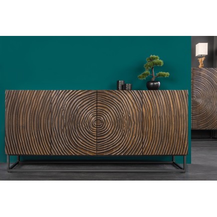 Buffet bas ZEN CIRCLE 180cm bois manguier noir brun 2