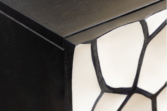 Buffet bas VULCANO 180cm mosaïque 3D manguier noir blanc