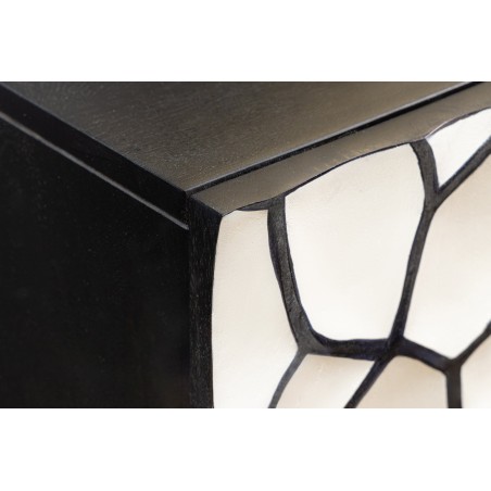 Buffet bas VULCANO 180cm mosaïque 3D manguier noir blanc