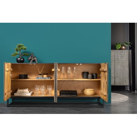 Buffet bas CROCO 180cm effet 3D gris noir manguier