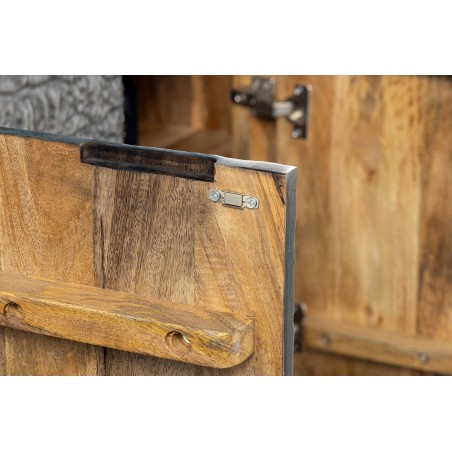 Buffet bas CROCO 180cm effet 3D gris noir manguier