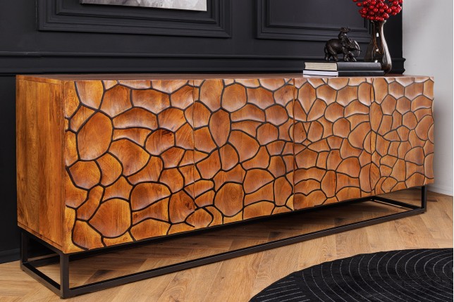 Buffet Bas VULCANO 180cm Mosaïque Manguier Brun