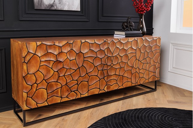 Buffet Bas VULCANO 180cm Mosaïque Manguier Brun