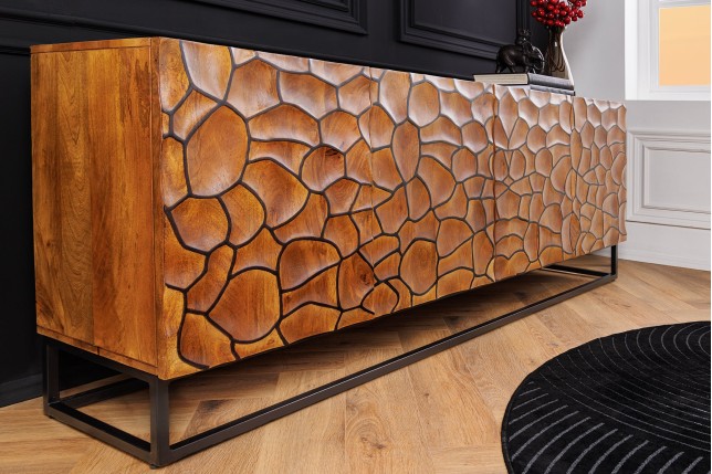 Buffet Bas VULCANO 180cm Mosaïque Manguier Brun