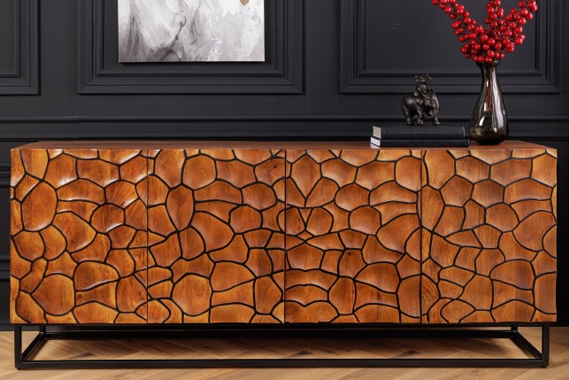 Buffet Bas VULCANO 180cm Mosaïque Manguier Brun