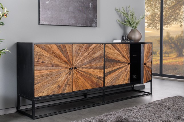 Buffet bas BARRACUDA 180cm manguier et teck brun