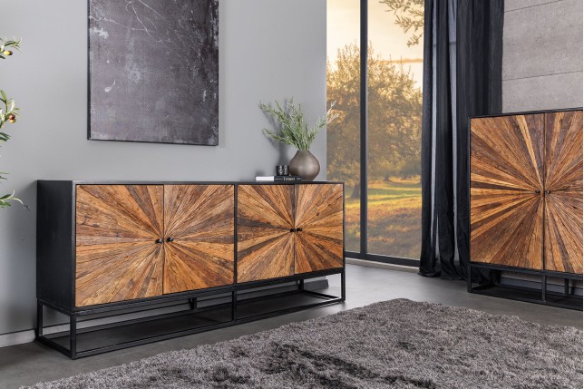 Buffet bas BARRACUDA 180cm manguier et teck brun