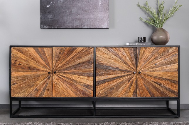 Buffet bas BARRACUDA 180cm manguier et teck brun