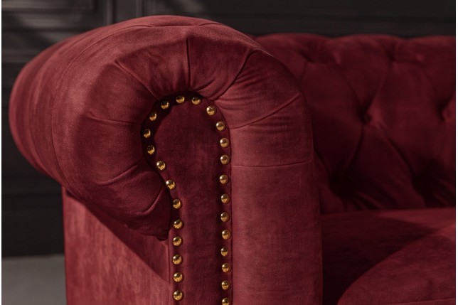 Canapé Chesterfield 205cm 3 places velours rouge