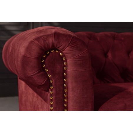 Canapé Chesterfield 205cm 3 places velours rouge