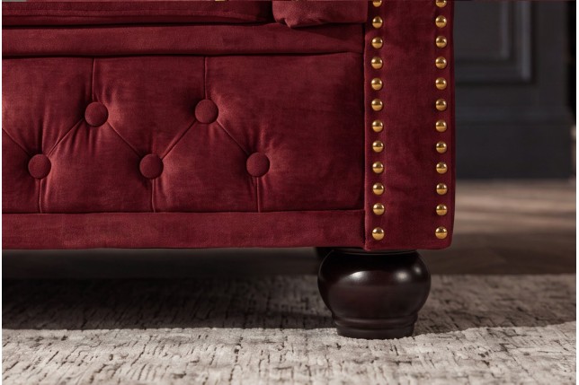 Canapé Chesterfield 205cm 3 places velours rouge