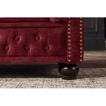 Canapé Chesterfield 205cm 3 places velours rouge