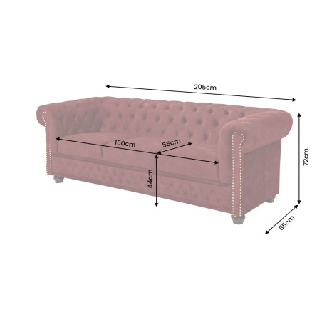 Canapé Chesterfield 205cm 3 places velours rouge