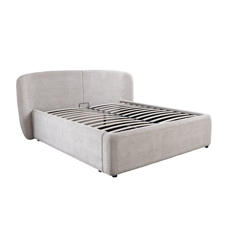 Lit ART DECO 180x200 bouclé greige avec rangement