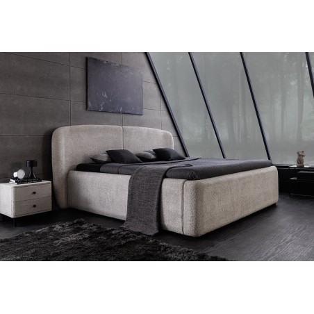 Lit ART DECO 180x200 bouclé greige avec rangement