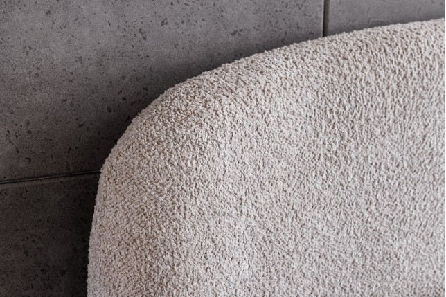 Lit ART DECO 180x200 bouclé greige avec rangement