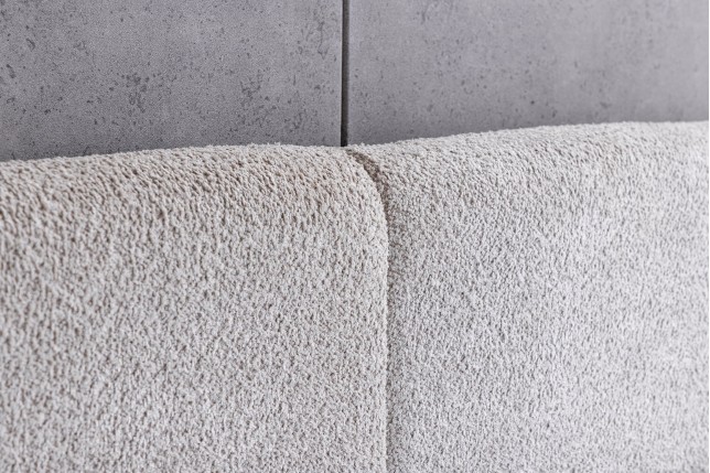 Lit ART DECO 180x200 bouclé greige avec rangement