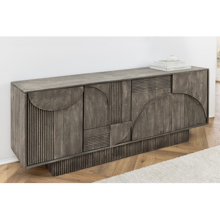 Buffet bas ART DECO 170cm manguier gris fumé 3D