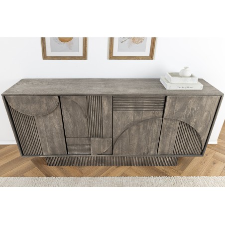 Buffet bas ART DECO 170cm manguier gris fumé 3D