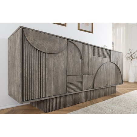 Buffet bas ART DECO 170cm manguier gris fumé 3D