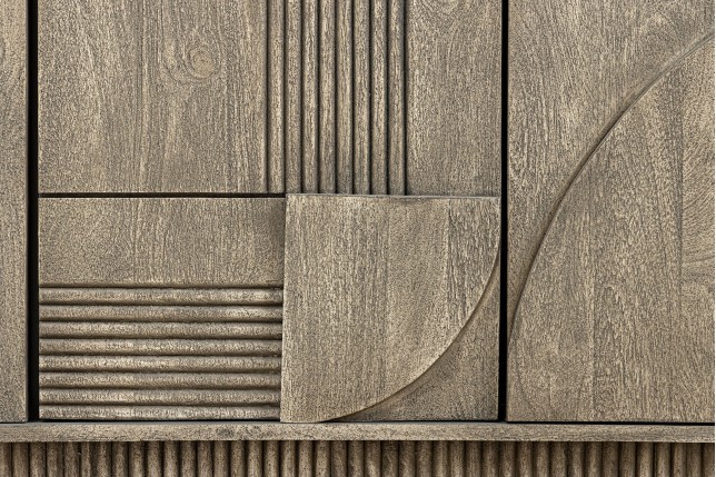 Buffet bas ART DECO 170cm manguier gris fumé 3D