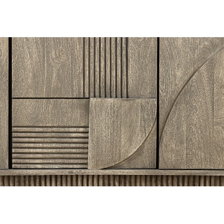 Buffet bas ART DECO 170cm manguier gris fumé 3D