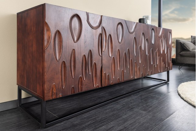 Buffet bas DUNE 175cm acacia massif brun noyer 3D