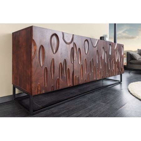 Buffet bas DUNE 175cm acacia massif brun noyer 3D