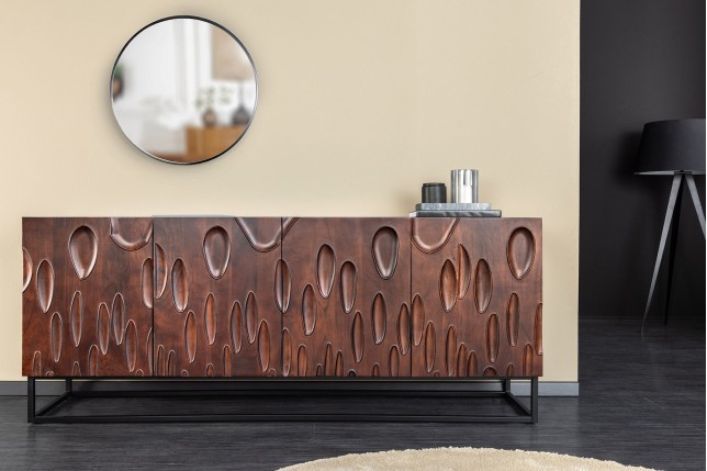 Buffet bas DUNE 175cm acacia massif brun noyer 3D