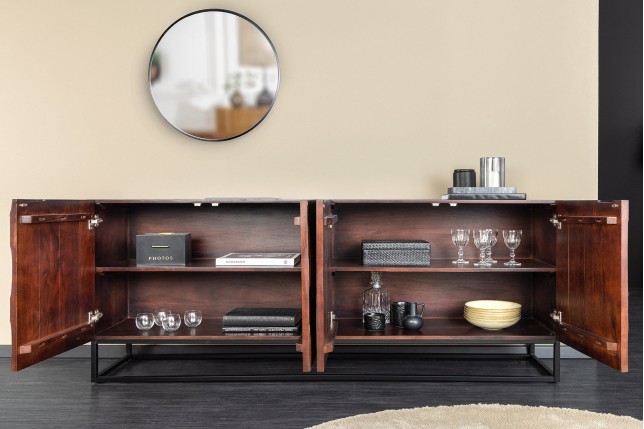 Buffet bas DUNE 175cm acacia massif brun noyer 3D
